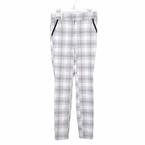 Takara White Check Print Low Rise Skinny Trousers